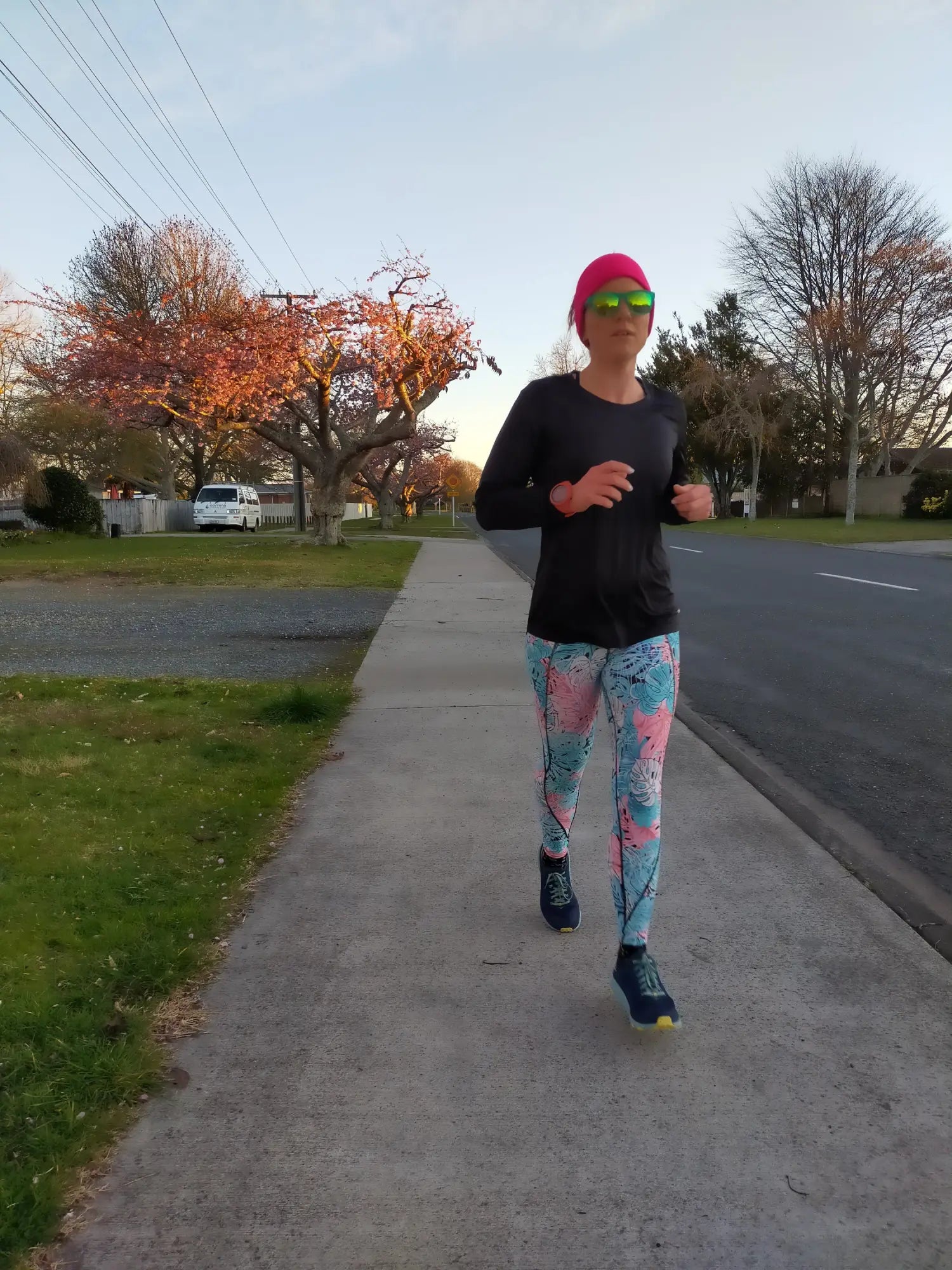 Athlete running down street manuka performance