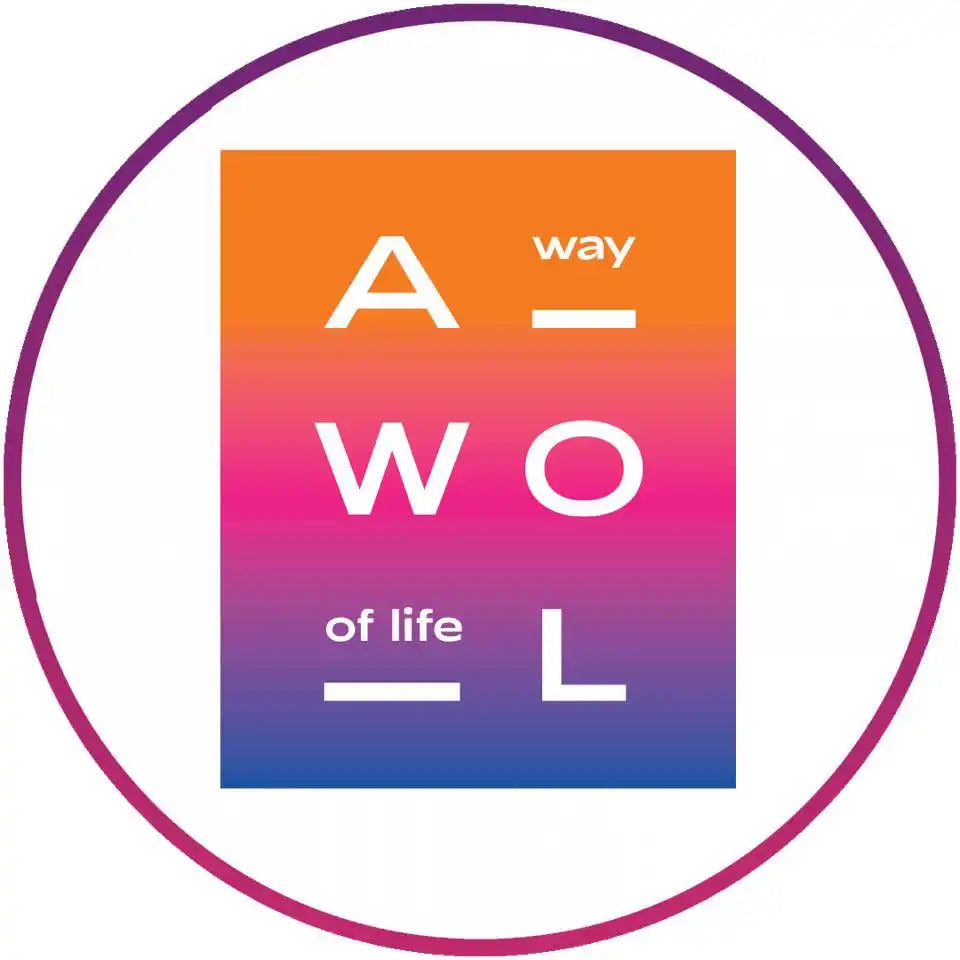 AWOL logo with gradient background.